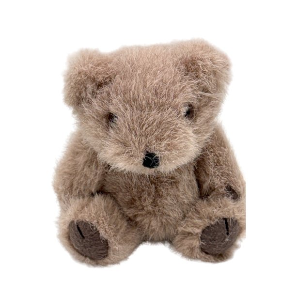 Set of 2 Mini Brown Bears Stuffed Animal Plush 1- articulated and 1 with Red Bow - Picture 3 of 6